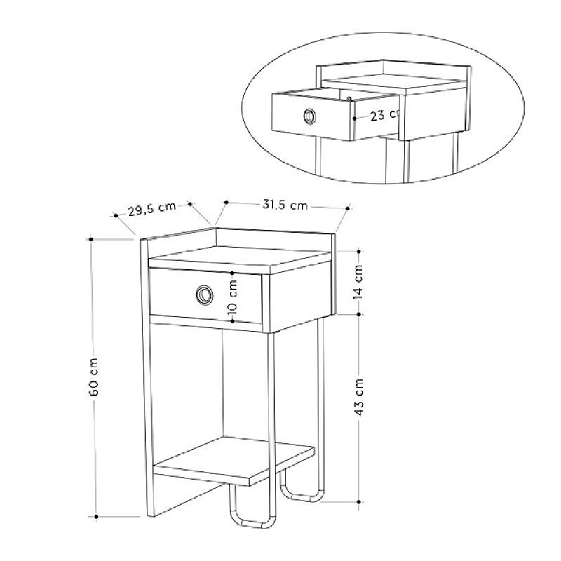 Κομοδίνο Sirius Megapap αριστερό χρώμα sapphire oak 32x30x61εκ. - Image 6
