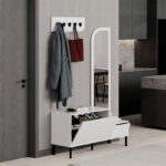 Έπιπλο εισόδου Mila Megapap με κρεμάστρα χρώμα λευκό 120x37x171,6εκ.