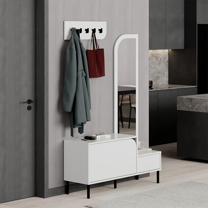 Έπιπλο εισόδου Mila Megapap με κρεμάστρα χρώμα λευκό 120x37x171,6εκ. - Image 2