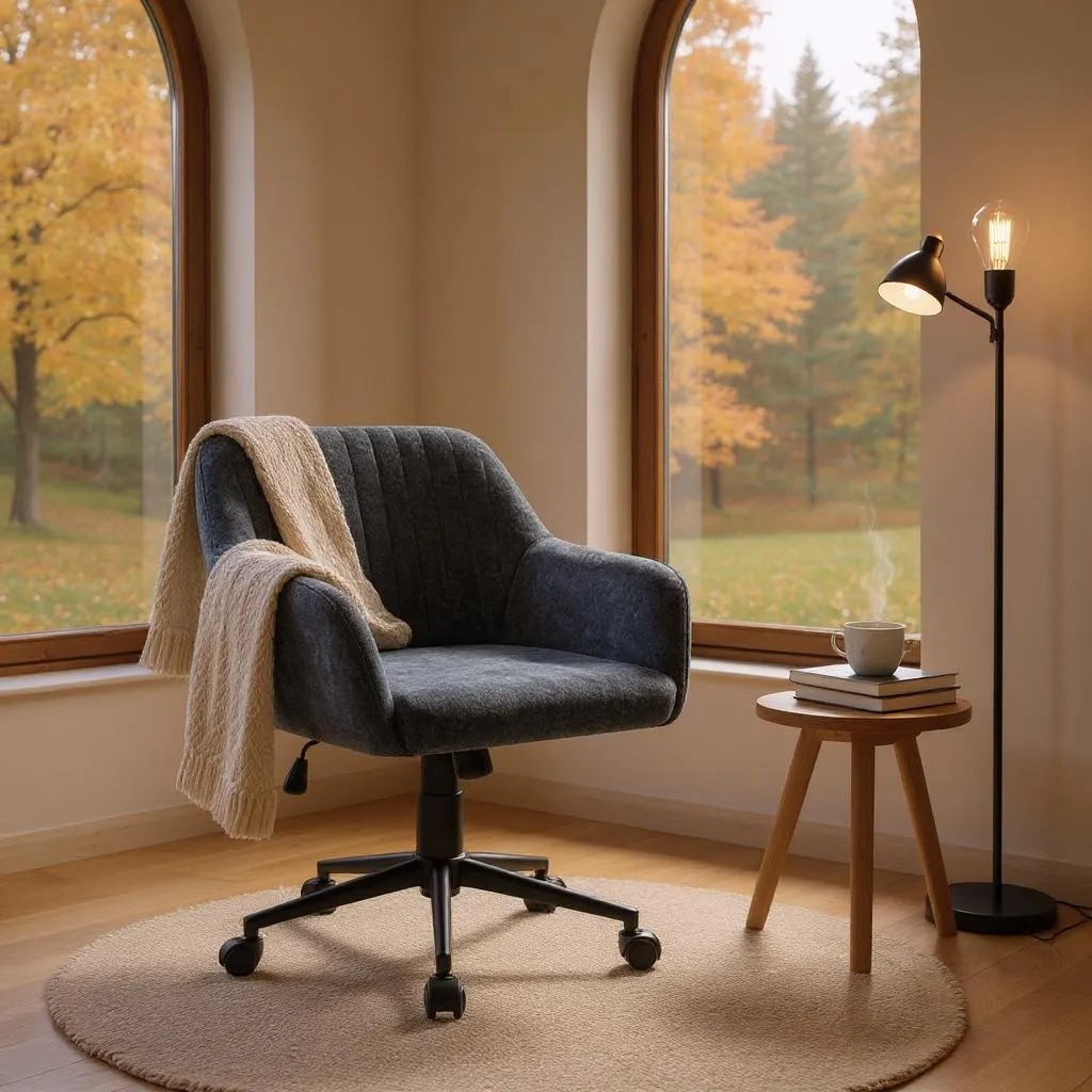 Καρέκλα γραφείου Alice Megapap υφασμάτινη χρώμα ανθρακί 61x61x80/90εκ. - Image 2