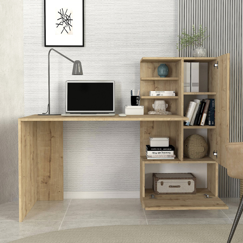 Γραφείο εργασίας Merino Megapap χρώμα sapphire oak 149,5x61,8x120εκ. - Image 2