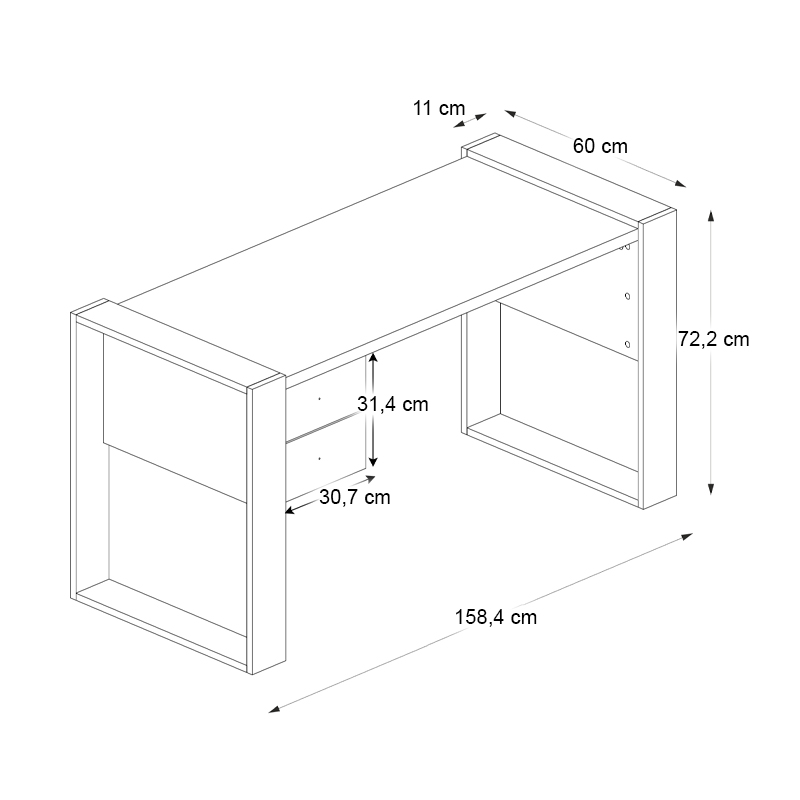 Γραφείο εργασίας Fernando Megapap χρώμα ανθρακί - sapphire oak 158,4x60x72,2εκ. - Image 6