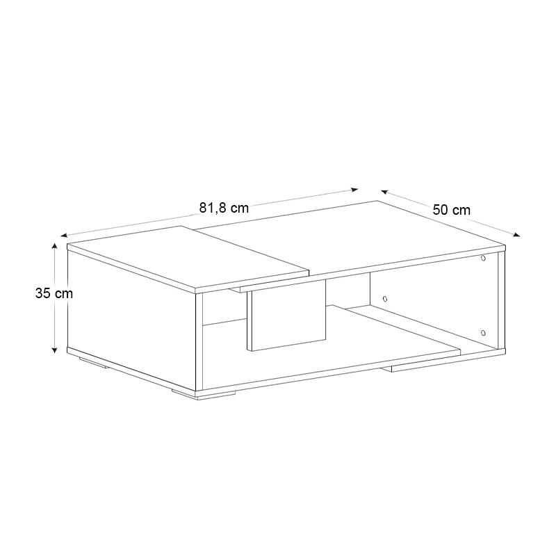 Τραπεζάκι σαλονιού Mareta Megapap χρώμα μαύρο εφέ μαρμάρου - καρυδί 81,8x50x35εκ. - Image 4