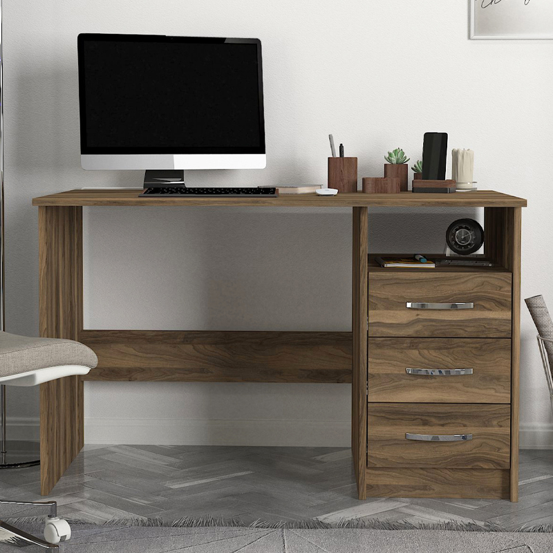 Γραφείο εργασίας Eldoris Megapap χρώμα καρυδί 120x60x75εκ. - Image 3