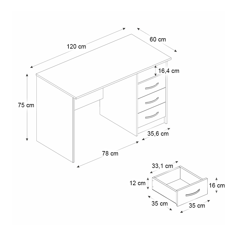 Γραφείο εργασίας Eldoris Megapap χρώμα καρυδί 120x60x75εκ. - Image 5