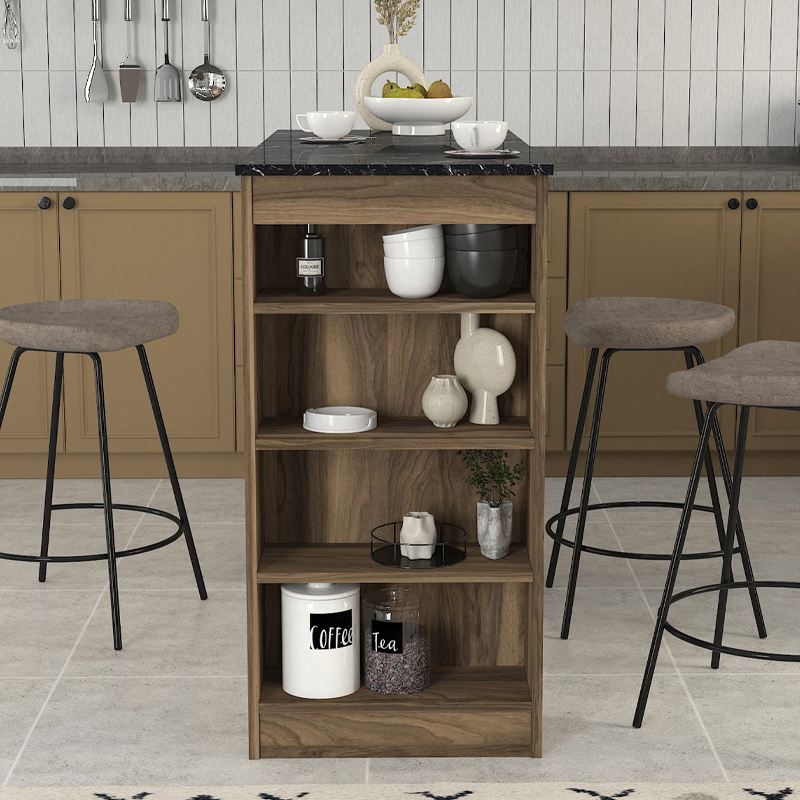 Τραπέζι μπαρ Monaco Megapap χρώμα καρυδί - μαύρο εφέ μαρμάρου 120x51,6x101,8εκ. - Image 2