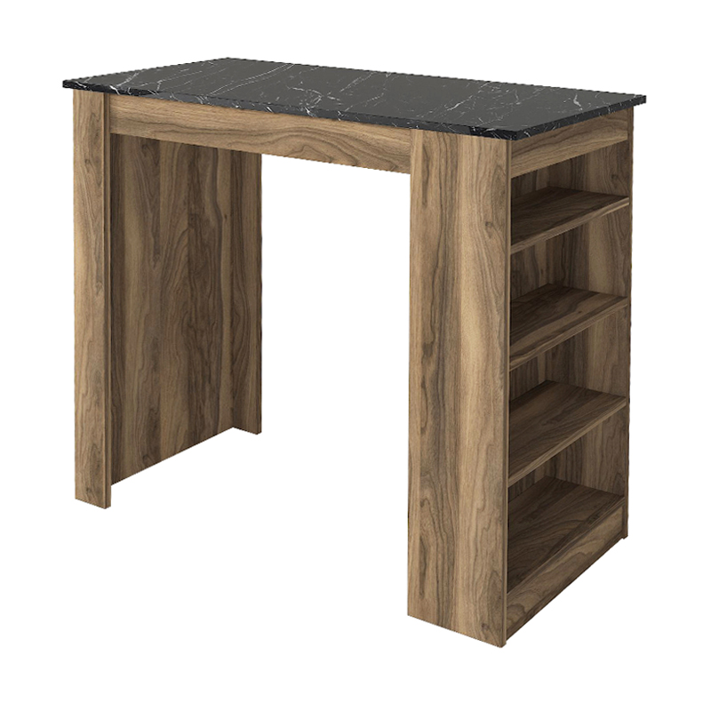 Τραπέζι μπαρ Monaco Megapap χρώμα καρυδί - μαύρο εφέ μαρμάρου 120x51,6x101,8εκ. - Image 4