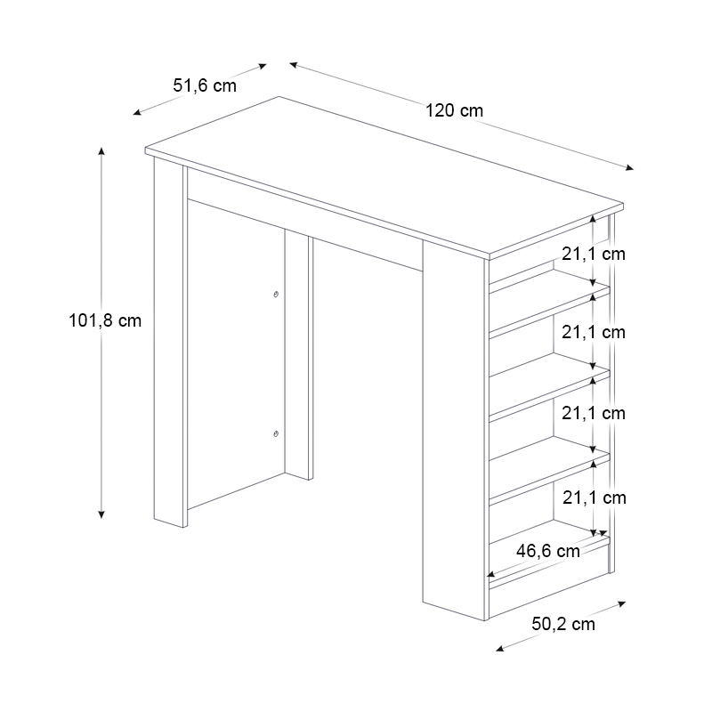 Τραπέζι μπαρ Monaco Megapap χρώμα καρυδί - μαύρο εφέ μαρμάρου 120x51,6x101,8εκ. - Image 5