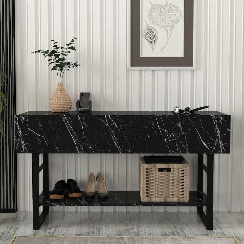 Κονσόλα Aron Megapap χρώμα μαύρο εφέ μαρμάρου 138,8x41x75,7εκ. - Image 2