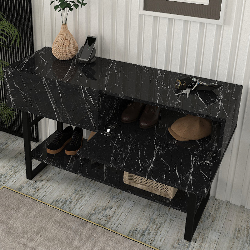 Κονσόλα Aron Megapap χρώμα μαύρο εφέ μαρμάρου 138,8x41x75,7εκ. - Image 3