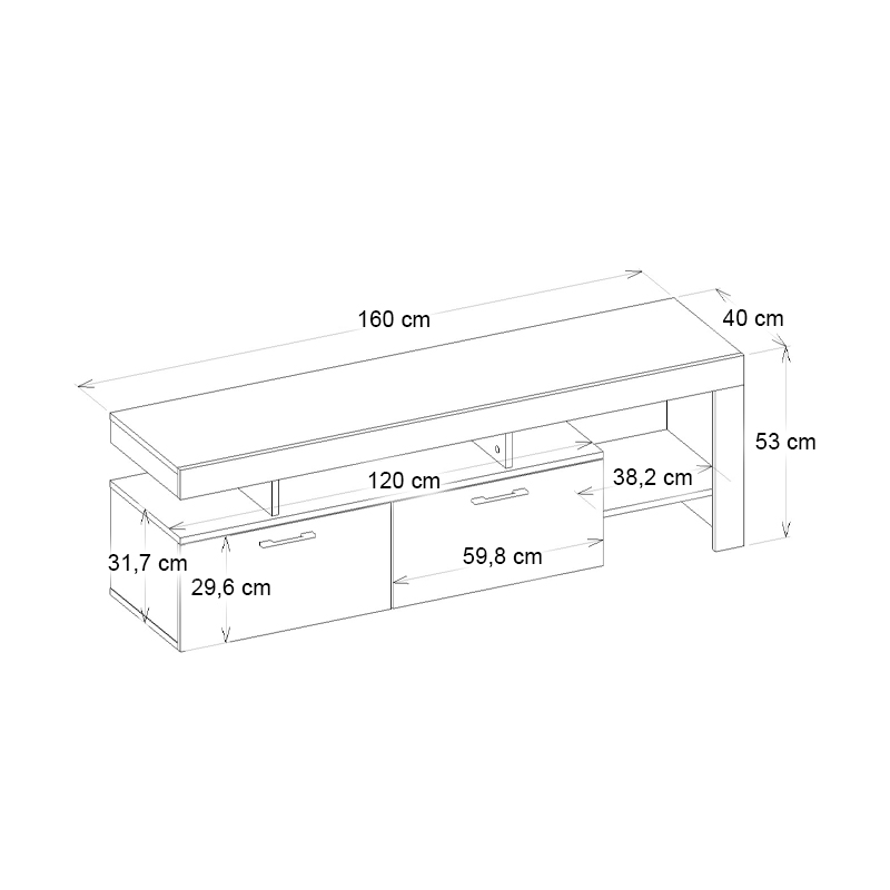 Έπιπλο τηλεόρασης Acnes Megapap χρώμα λευκό εφέ μαρμάρου - sapphire oak 160x40x53εκ. - Image 5