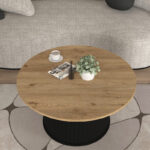 Τραπεζάκι σαλονιού Bohema Megapap χρώμα μαύρο - sepet oak Ø85x43,2εκ.