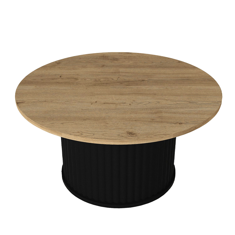 Τραπεζάκι σαλονιού Bohema Megapap χρώμα μαύρο - sepet oak Ø85x43,2εκ. - Image 7