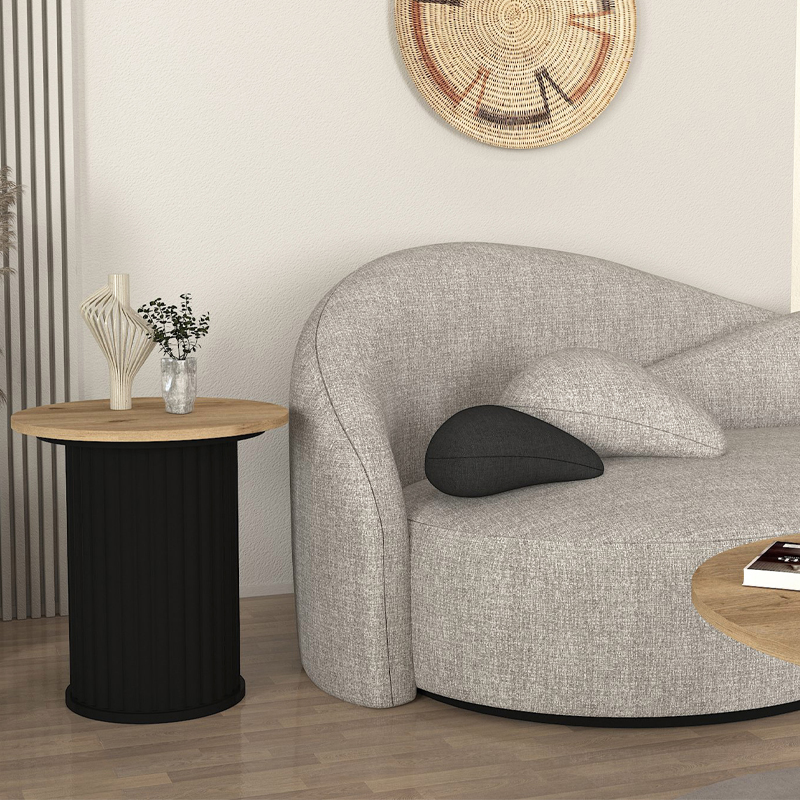 Τραπεζάκι βοηθητικό Bohema Megapap χρώμα μαύρο - sepet oak Ø50x53,2εκ. - Image 2