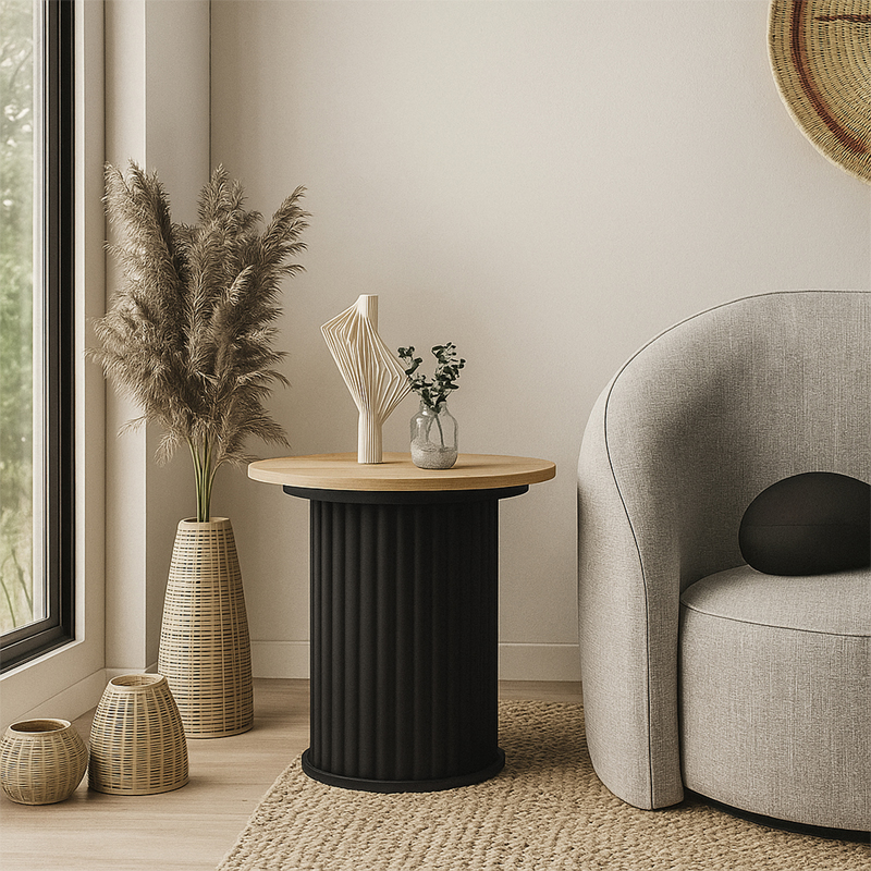 Τραπεζάκι βοηθητικό Bohema Megapap χρώμα μαύρο - sepet oak Ø50x53,2εκ. - Image 5