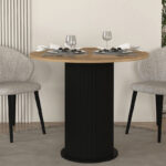 Τραπέζι Bohema Megapap χρώμα μαύρο - sepet oak Ø90x77,7εκ.