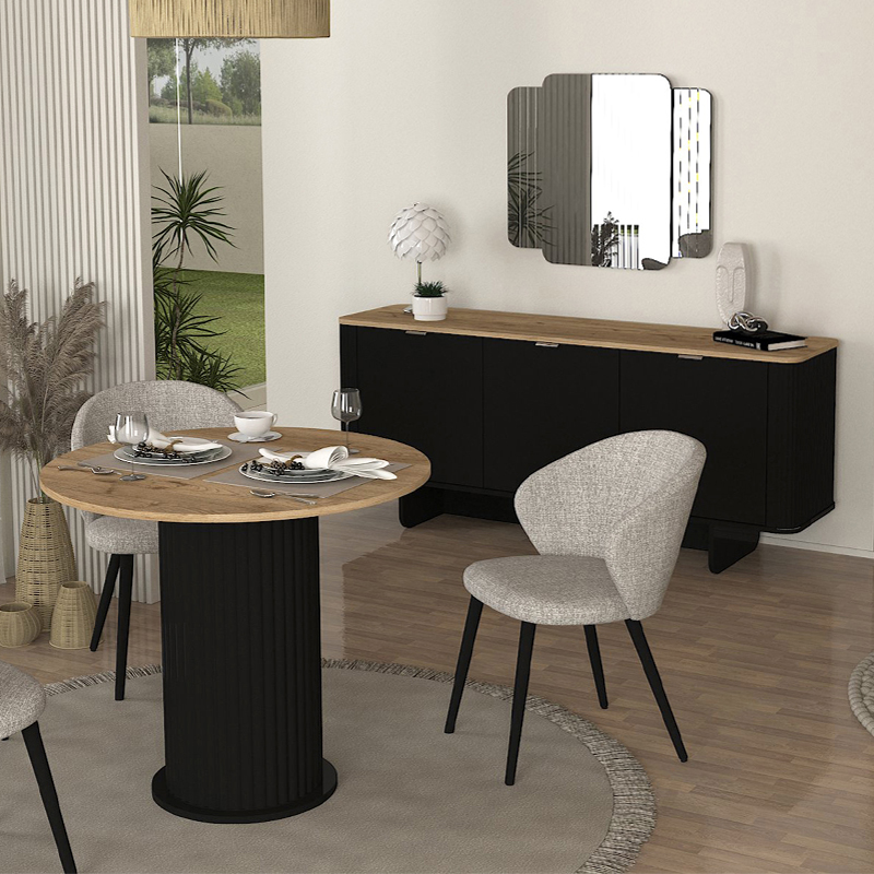 Τραπέζι Bohema Megapap χρώμα μαύρο - sepet oak Ø90x77,7εκ. - Image 2