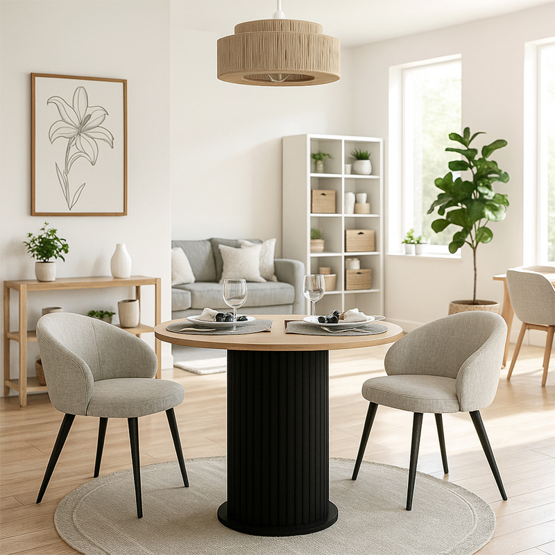 Τραπέζι Bohema Megapap χρώμα μαύρο - sepet oak Ø90x77,7εκ. - Image 3