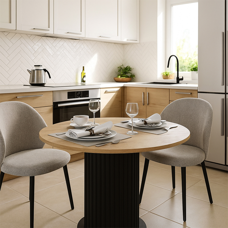 Τραπέζι Bohema Megapap χρώμα μαύρο - sepet oak Ø90x77,7εκ. - Image 4