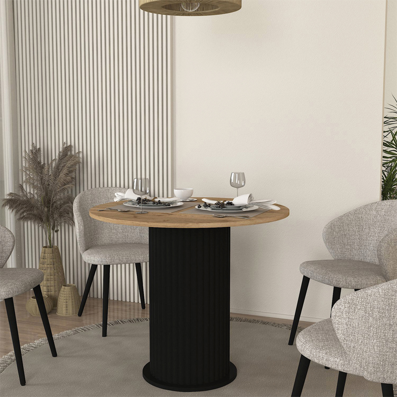 Τραπέζι Bohema Megapap χρώμα μαύρο - sepet oak Ø90x77,7εκ. - Image 5