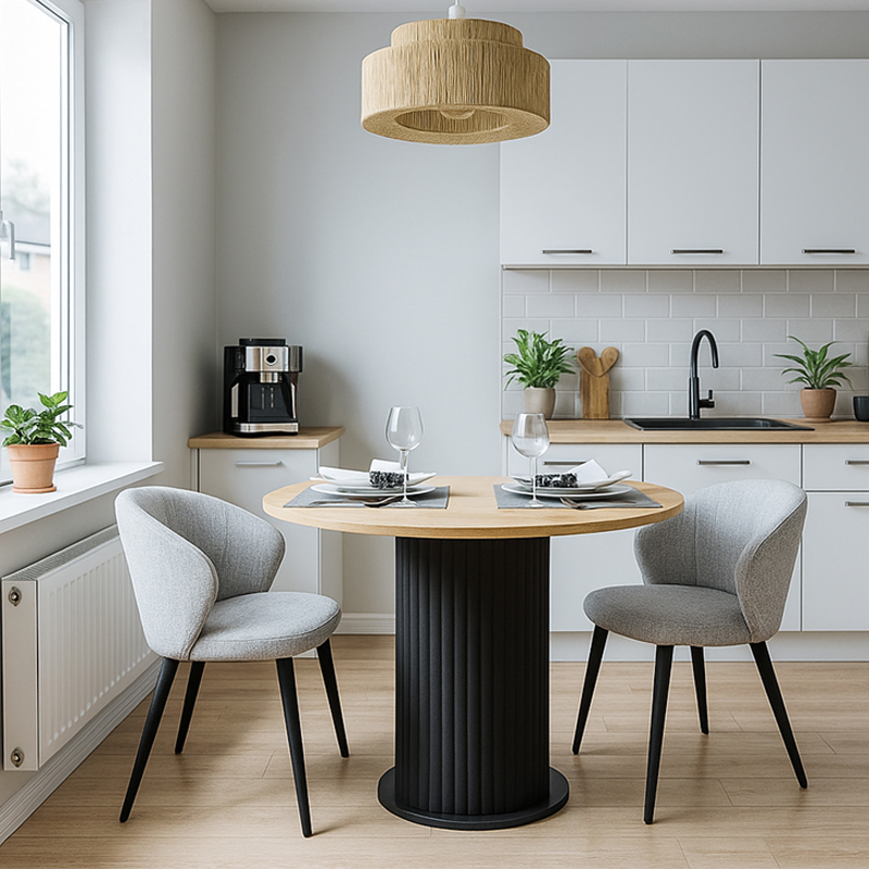 Τραπέζι Bohema Megapap χρώμα μαύρο - sepet oak Ø90x77,7εκ. - Image 6