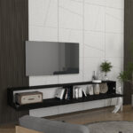 Έπιπλο τηλεόρασης επιτοίχιο Espanse Megapap χρώμα μαύρο 241,8x31,7x30εκ.