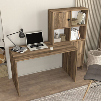 Γραφείο εργασίας Lesya Megapap αναστρέψιμο χρώμα καρυδί 159,2x59,6x141,2εκ.