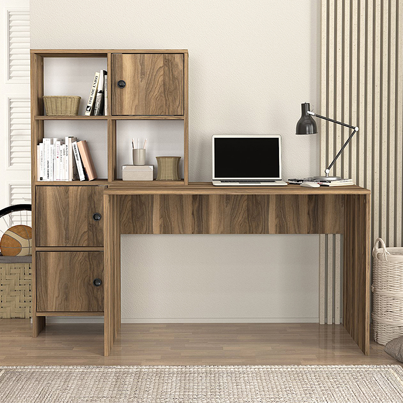 Γραφείο εργασίας Lesya Megapap αναστρέψιμο χρώμα καρυδί 159,2x59,6x141,2εκ. - Image 4