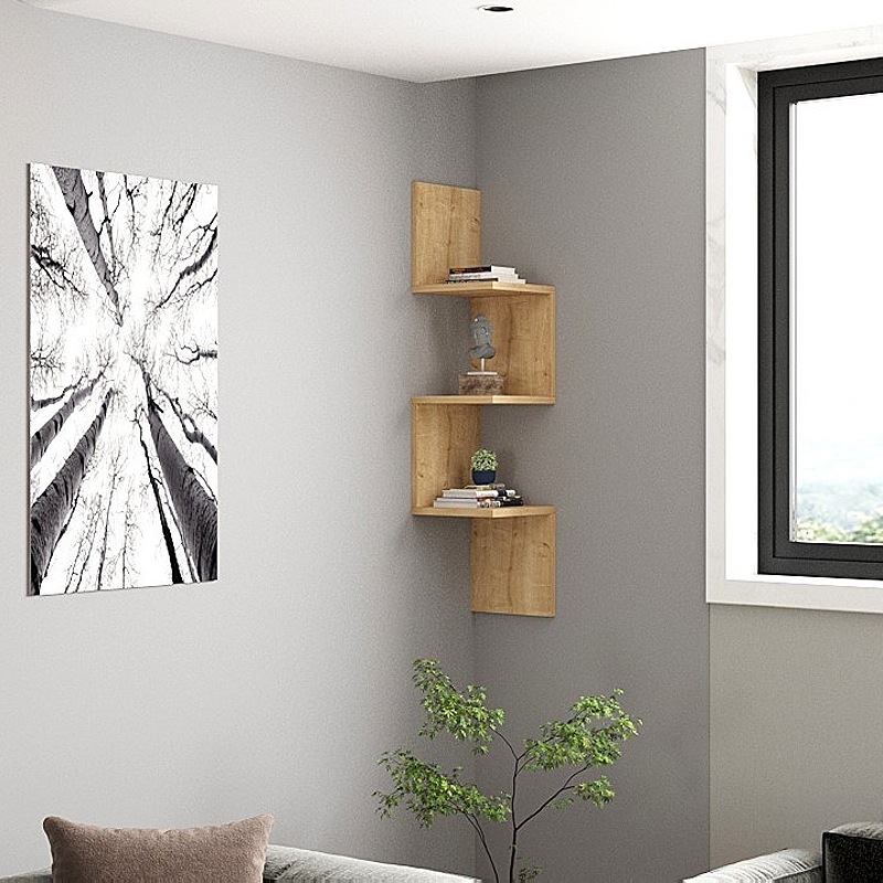 Ραφιέρα τοίχου Zikzak Megapap χρώμα sapphire oak 25x25x105,4εκ. - Image 2