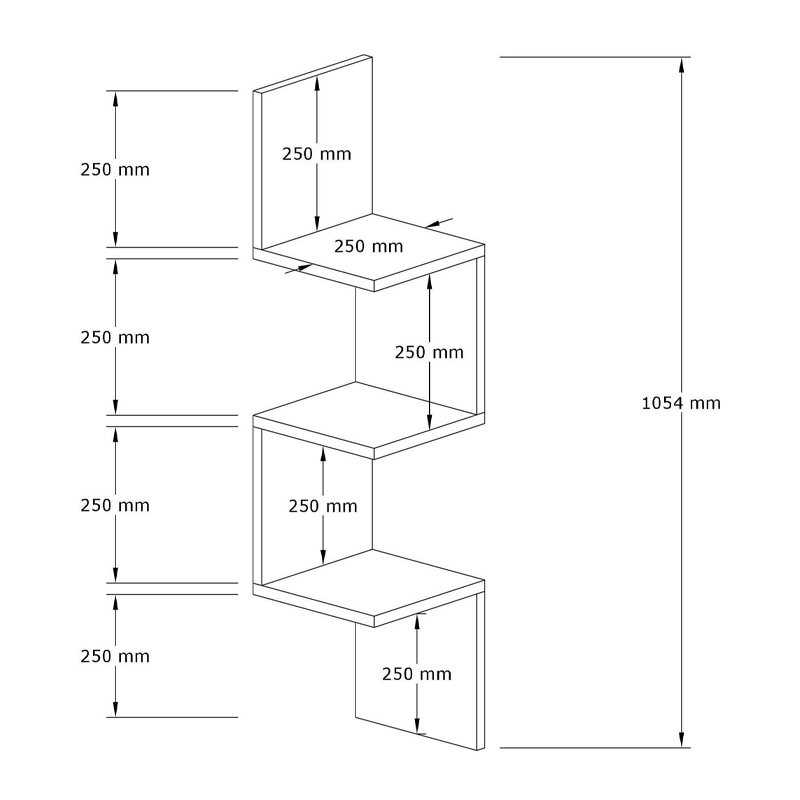 Ραφιέρα τοίχου Zikzak Megapap χρώμα sapphire oak 25x25x105,4εκ. - Image 4