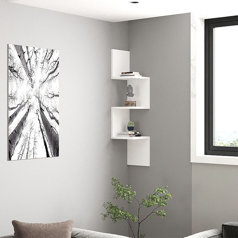 Ραφιέρα τοίχου Zikzak Megapap χρώμα λευκό 25x25x105,4εκ. - Image 2