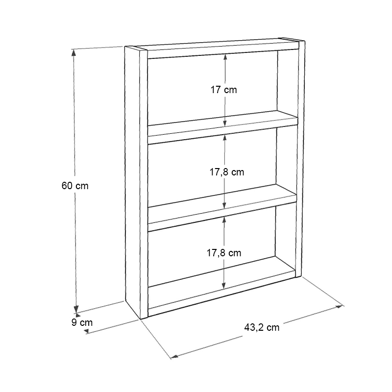 Ραφιέρα τοίχου Prena Megapap χρώμα καρυδί 43,2x9x60εκ. - Image 3