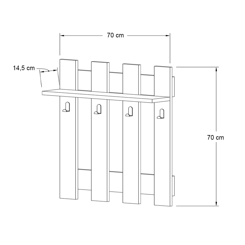 Κρεμάστρα τοίχου Carina Megapap χρώμα sapphire oak 70x18x70εκ. - Image 2