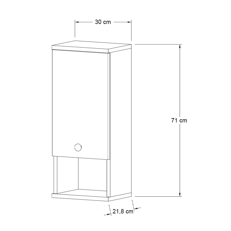 Ντουλάπι μπάνιου επιτοίχιο Mis Megapap χρώμα sapphire oak 30x21,8x71εκ. - Image 2