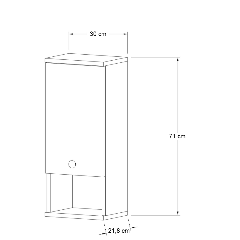 Ντουλάπι μπάνιου επιτοίχιο Mis Megapap χρώμα λευκό 30x21,8x71εκ. - Image 2