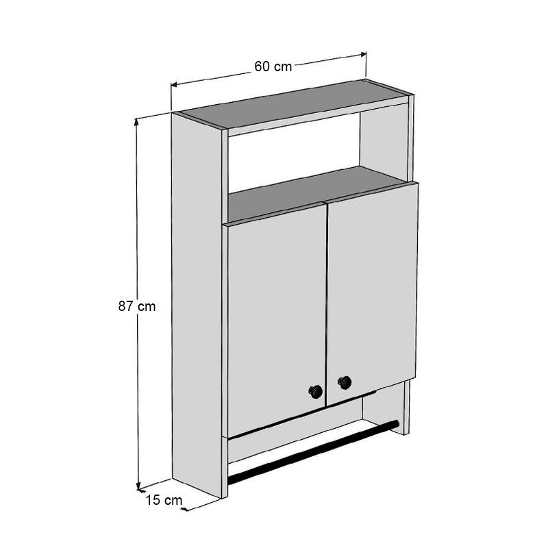 Ντουλάπι μπάνιου επιτοίχιο Ela Megapap χρώμα καρυδί 60x15x87εκ. - Image 2