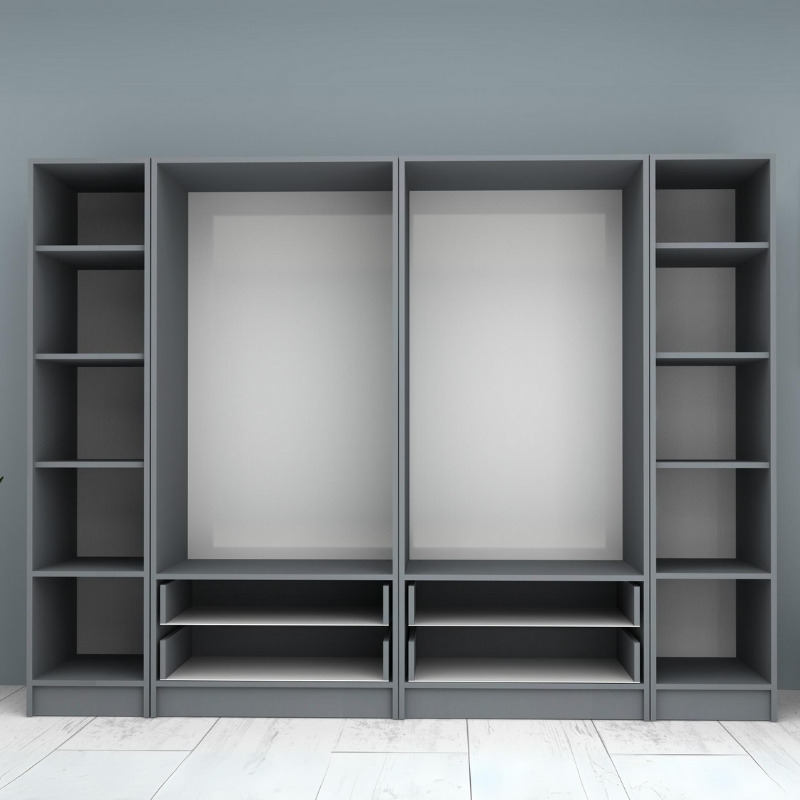 Ντουλάπα ρούχων Ricardo Megapap εξάφυλλη με συρτάρια χρώμα ανθρακί 240x51,8x181εκ. - Image 2