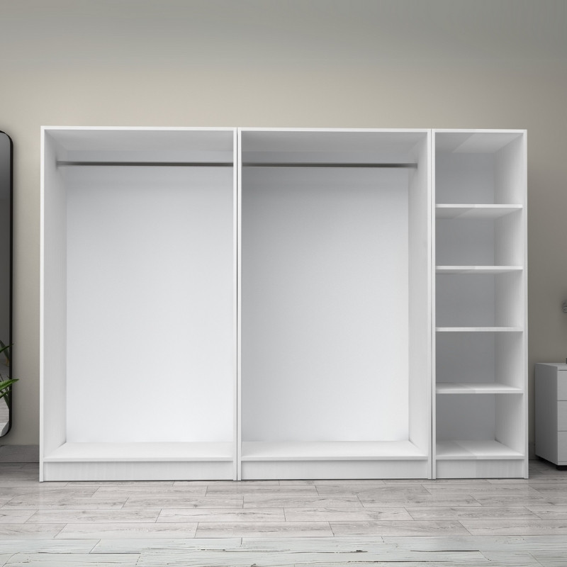 Ντουλάπα ρούχων Victoria Megapap πεντάφυλλη χρώμα λευκό 250x60x181εκ. - Image 2