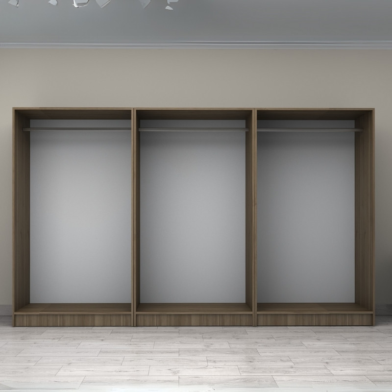 Ντουλάπα ρούχων Victoria Megapap εξάφυλλη χρώμα καρυδί 300x60x181εκ. - Image 2