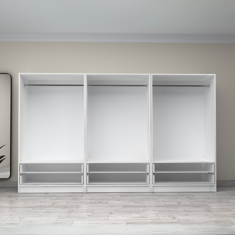 Ντουλάπα ρούχων Victoria Megapap εξάφυλλη με συρτάρια χρώμα λευκό 300x60x181εκ. - Image 2