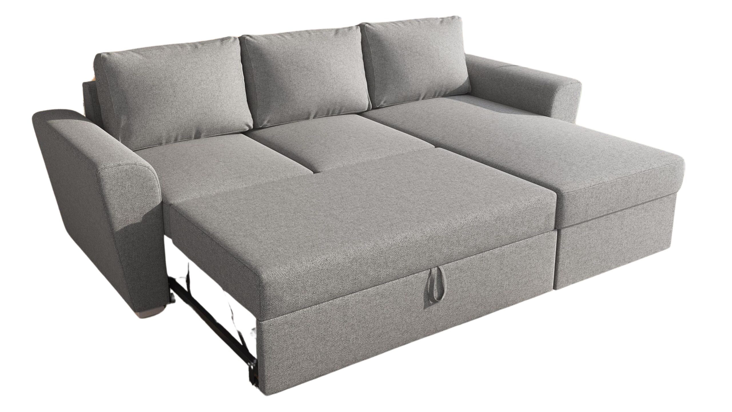 Stanford γωνιακός καναπές κρεβάτι με αποθηκευτικό χώρο 242x160 Γκρι Ανοιχτό με αναστρέψιμη γωνία - Image 2