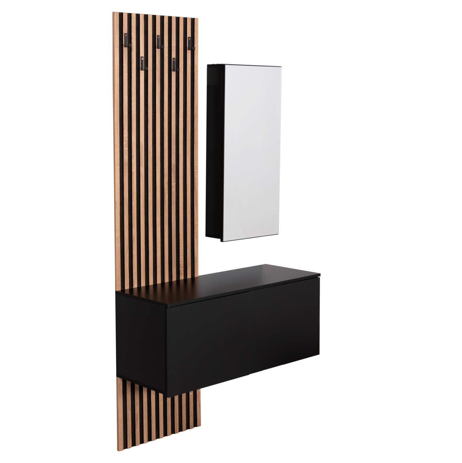 ΕΠΙΠΛΟ ΕΙΣΟΔΟΥ ΜΕ ΚΑΘΡΕΠΤΗ MYLES HM18080.02 ΜΕΛΑΜΙΝΗ ΣΟΝΑΜΑ-ΓΚΡΙ 100x37x200Υεκ