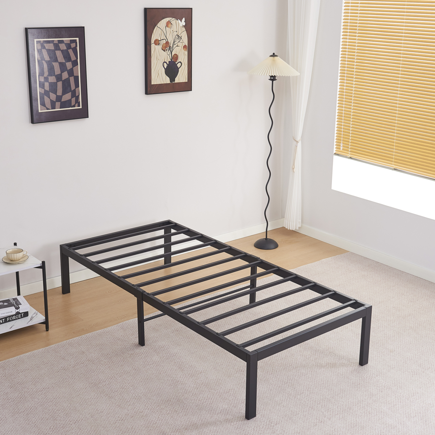 ΚΡΕΒΑΤΙ-ΥΠΟΣΤΡΩΜΑ RANTO HM695.01 ΜΕΤΑΛΛΙΚΟ ΜΑΥΡΟ ΓΙΑ ΣΤΡΩΜΑ 190x90εκ - Image 2