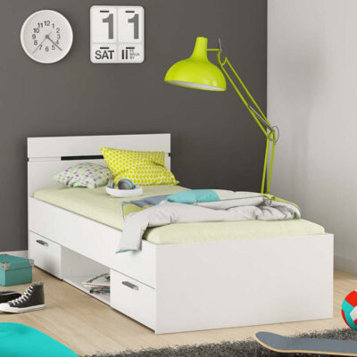 Michigan κρεβάτι μονό με δυο συρτάρια 95x205x75εκ.  ( για στρώμα 90x200εκ. ) Λευκό