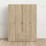 Space ντουλάπα με 4 πόρτες και 3 συρτάρια 154x49,5x200,4εκ. Δρυς