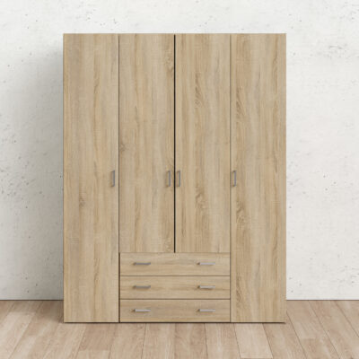 Space ντουλάπα με 4 πόρτες και 3 συρτάρια 154x49