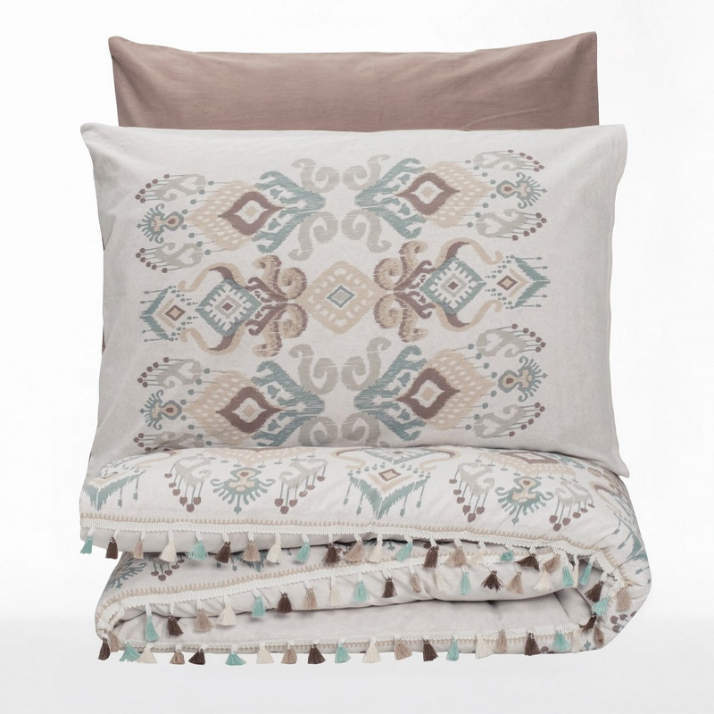 Σετ παπλωματοθήκη Asilo Cotton Box 4 τμχ Διπλή (200x220) χρώμα καφέ - λευκό - Image 3