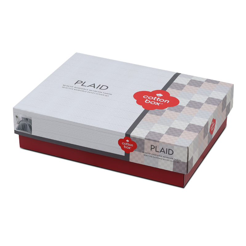 Σετ παπλωματοθήκη Plaid Cotton Box 4 τμχ Διπλή (200x220) χρώμα γκρι - Image 2