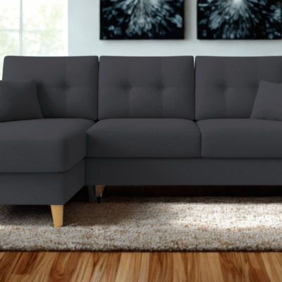 Fiona γωνιακός καναπές κρεβάτι 235x160x82εκ. με αποθηκευτικό χώρο Γκρι σκούρο με αναστρέψιμη γωνία