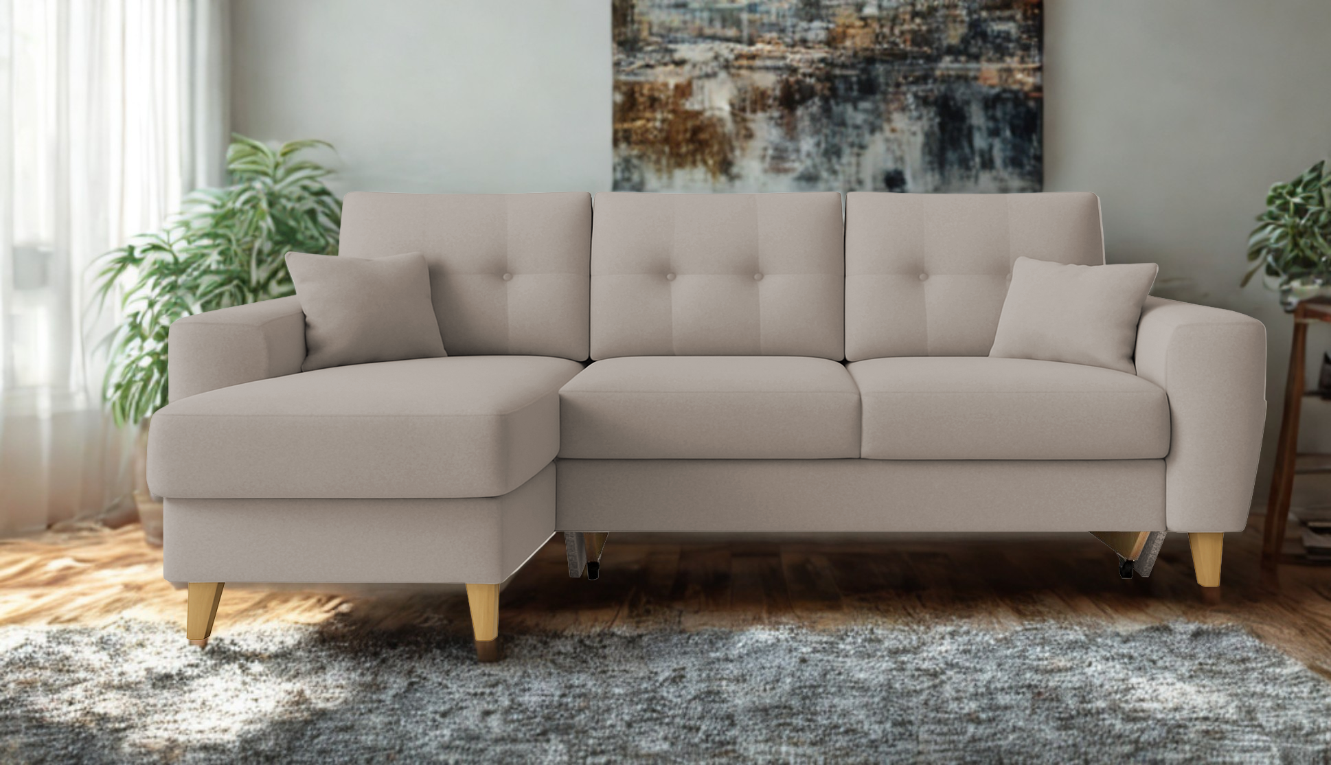 Fiona γωνιακός καναπές κρεβάτι 235x160x82εκ. με αποθηκευτικό χώρο Elephant με αναστρέψιμη γωνία